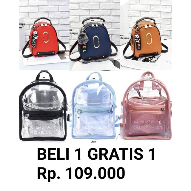 Tas ransel wanita / tas gendong transparan cewek murah lucu