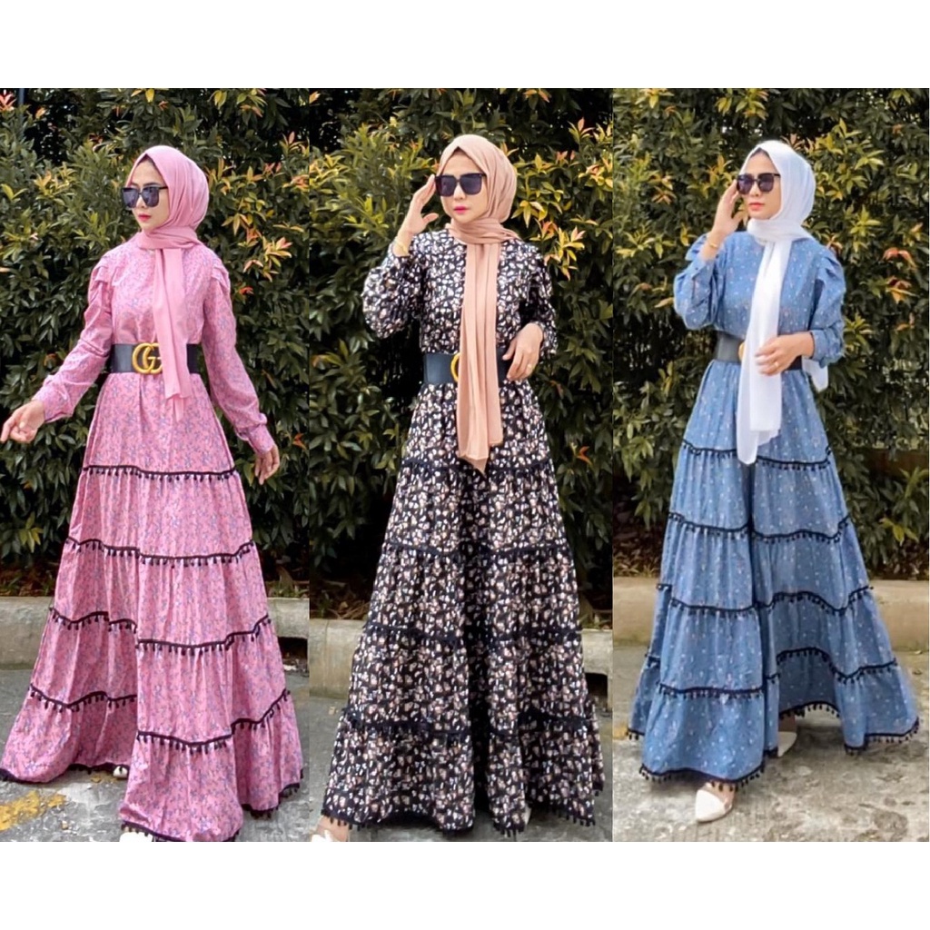 DRESS KATUN IMPORT RENDA POMPOM