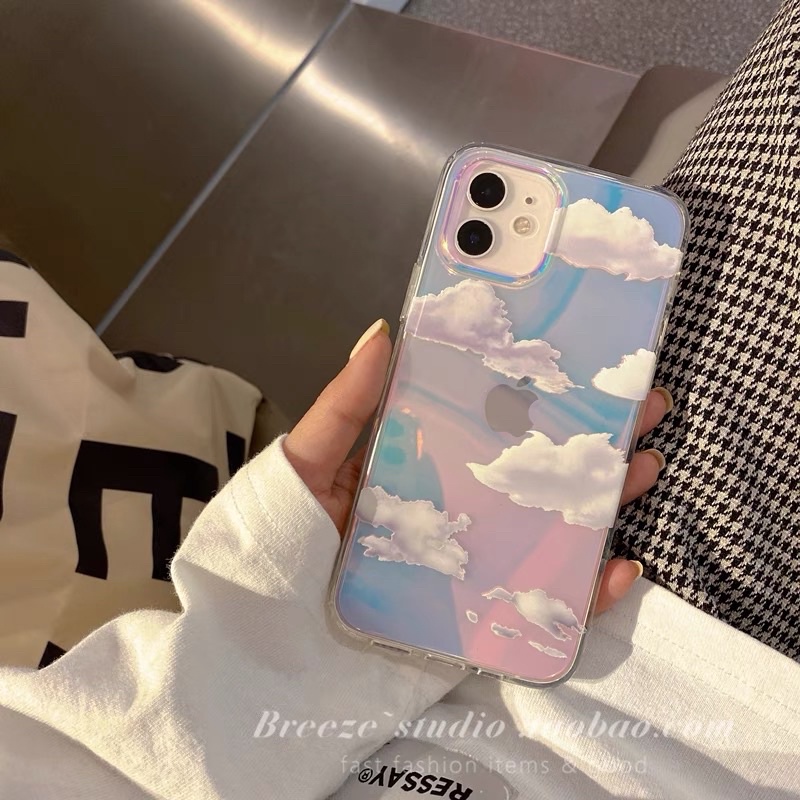 Hologram Rainbow Cloud Softcase for iphone 7/8+ XS XS Max XR 11 Pro Max 12 Pro Max