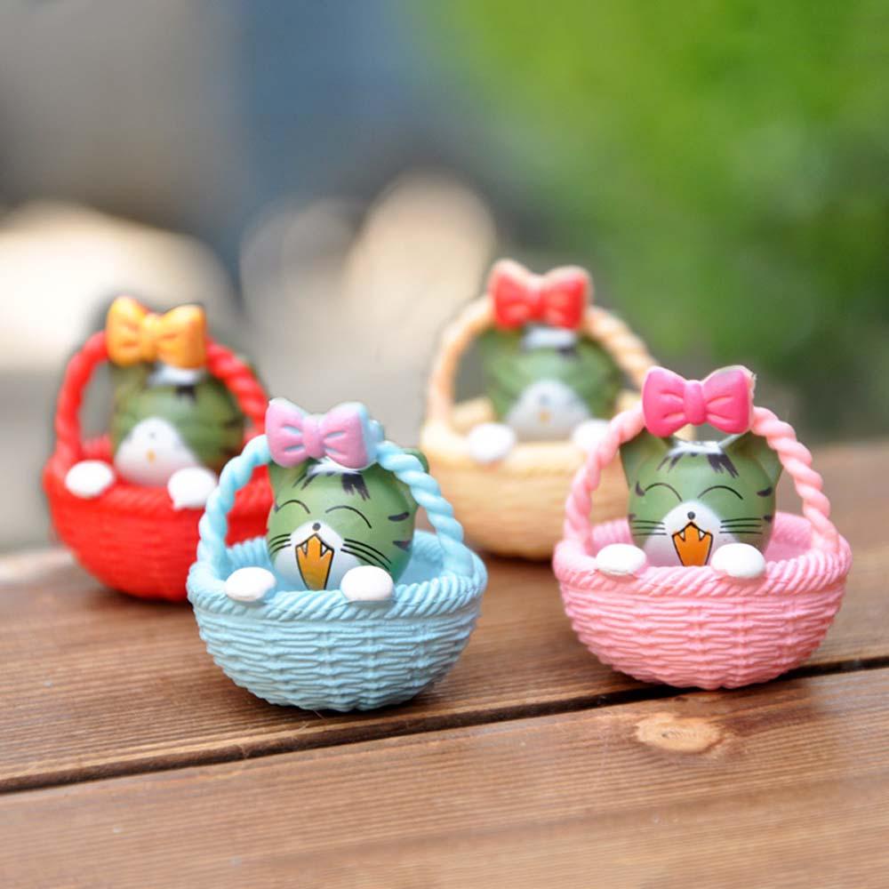 [Elegan] Cheese Cat 4Pcs Patung PVC Miniatur Dekorasi Rumah Ornamen Patung Model Taman Peri