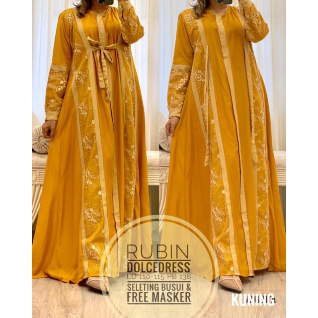 Daster Arab DOLCE RUBIN Gamis Rayon Maxi Dress Mewah Kekinian