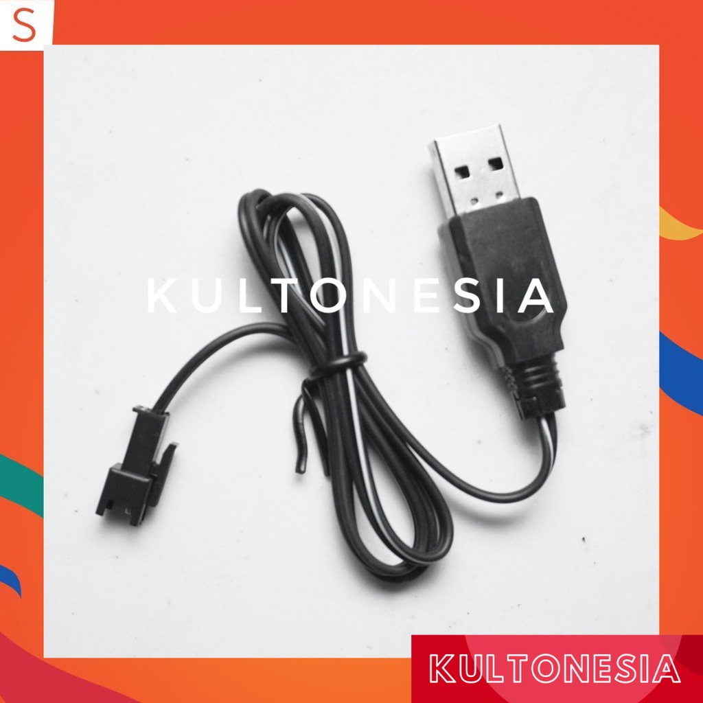 Kabel Cas Mobil RC Model USB Soket Hitam 2Pin Panjang Kabel 50Cm