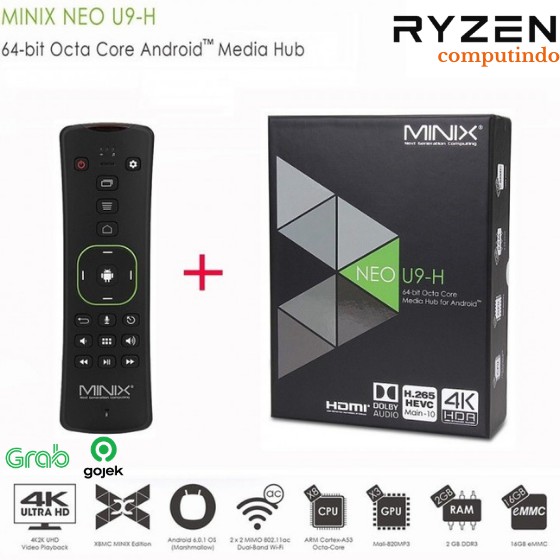 Android TV Box Minix Neo U9-H Android 6.0.1 TV Box + Free Minix Air Mouse Neo A3 NEW