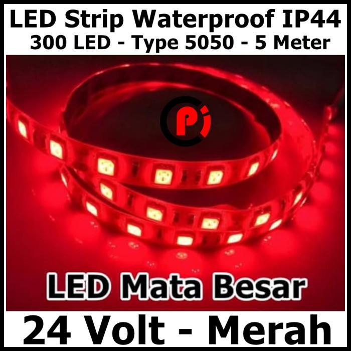 Lampu LED Strip 5050 IP44 Outdoor 24V 24 Volt V Warna Merah