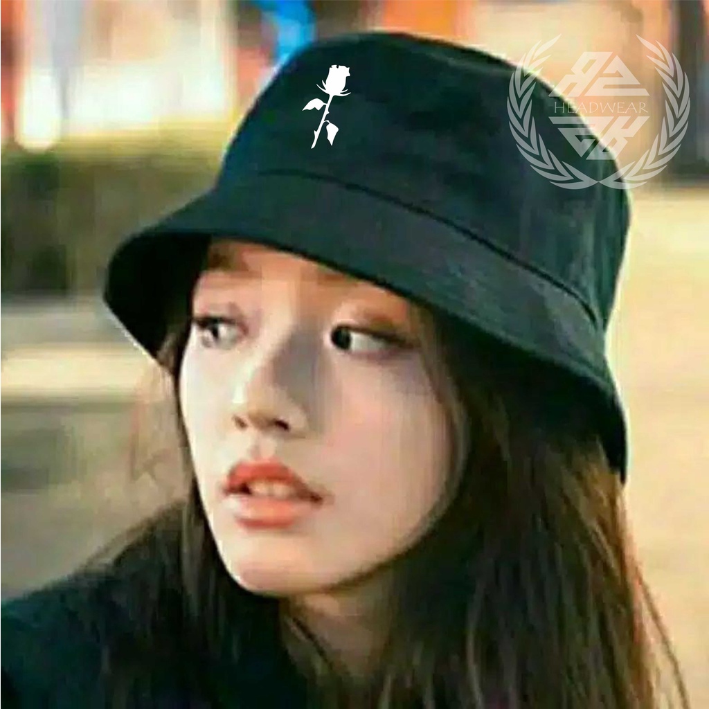 Topi Bucket Hat Bolak Balik Unisex Premium Pria Wanita Korea Distro Original Motif Sablon Satu Sisi