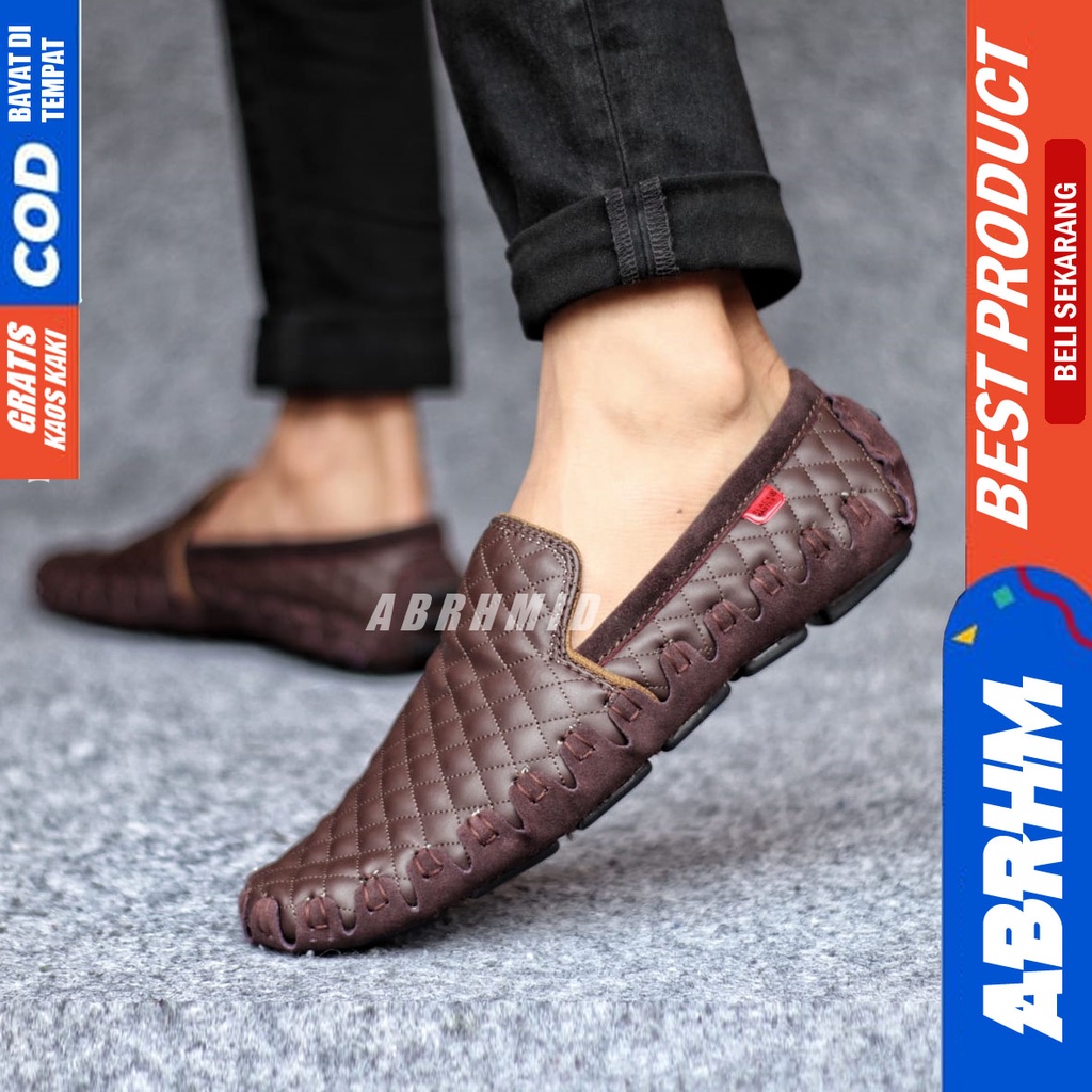 ABRHM x JIRAGA Sepatu Casual Slip On Slop Anti Slip Santai Pria Original Kulit Asli