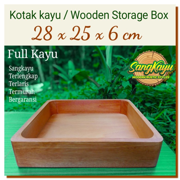 Kotak kayu 28x25x6 cm full kayu nampan kayu kotak seserahan hantaran