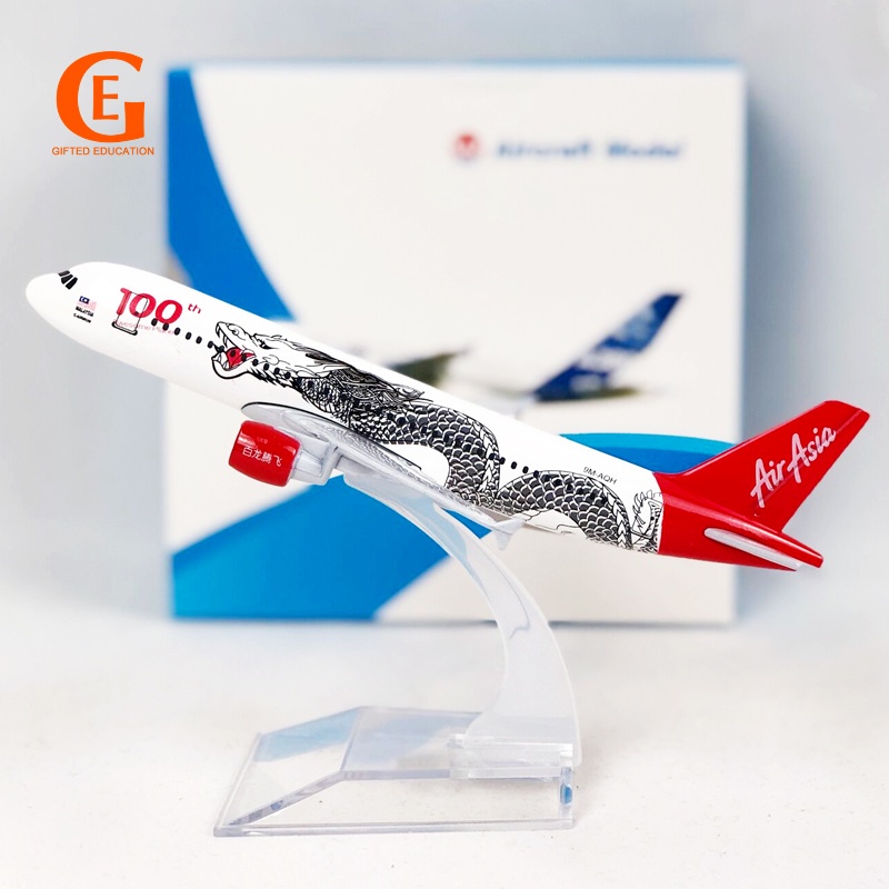 Model Pesawat Terbang Asia White Dragon A320 Bahan Metal Die-cast Malaysia Airbus 320 Ukuran 16CM