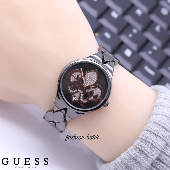Jam tangan keren Jam Tangan Wanita   Cewek Murah Guess BTK Rantai Full Black Limited