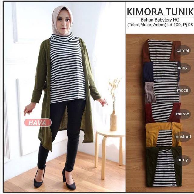 1 KG = 3 PCS || KIMORA TUNIK TURTLENECK STRIPE FASHION MURAH