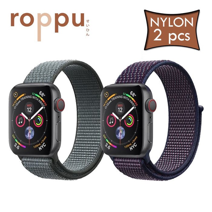 (2pcs) Roppu apple watch nylon strap series 1/2/3/4 38mm/42mm/41mm/40mm/44mm/45mm