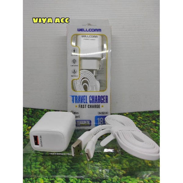 Travel charger fast charge wellcomm 18W type C charger type C wellcomm fast cahrge
