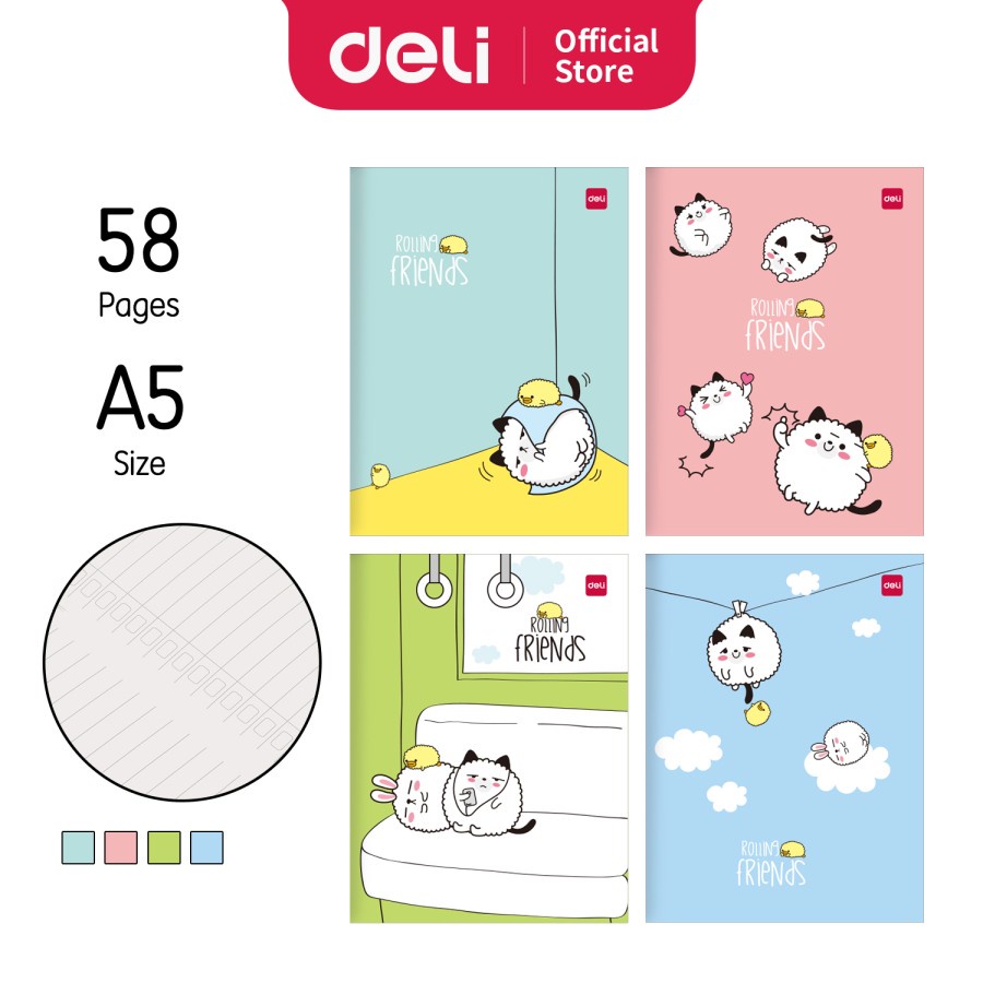 

Deli Writing Book / Buku Tulis Sekolah A5 58lembar Random Color CNA558