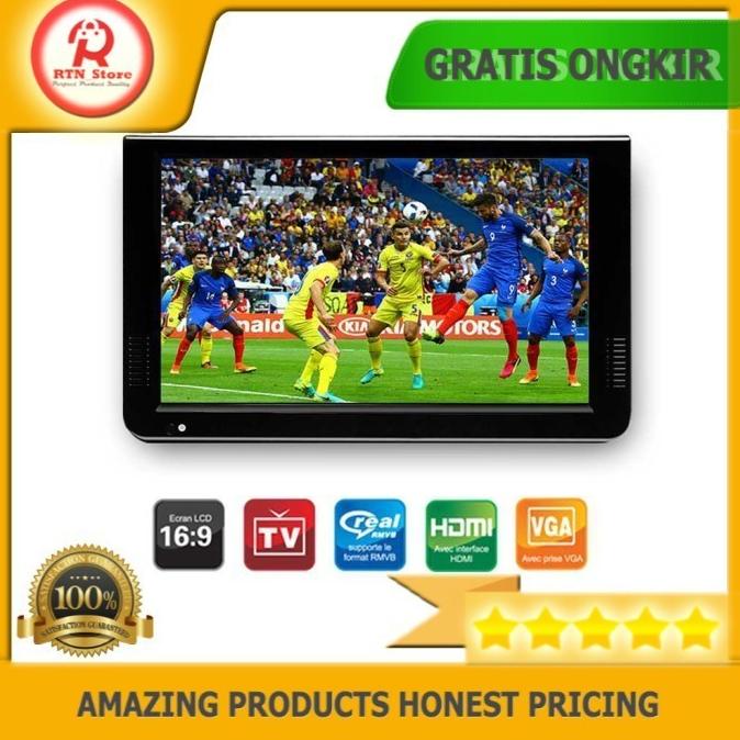 Portable TV D10 Monitor 10 Inch DVB-T2 + Analog HDMI Mini-VGA RCA Aux Termurah