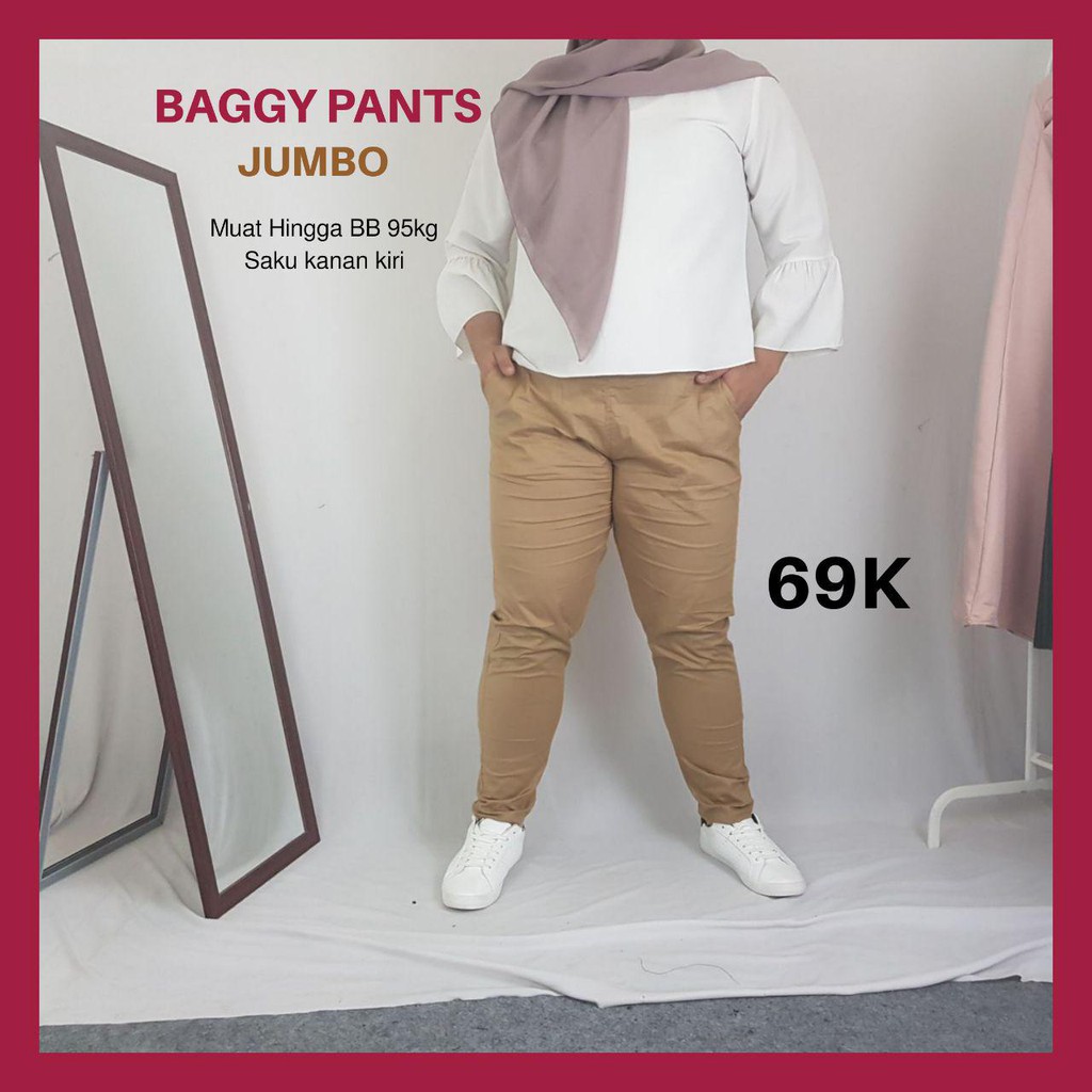 CELANA BAGGY PANTS L5 L6 WANITA JUMBO BIG SIZE BAHAN PREMIUM STRETCH