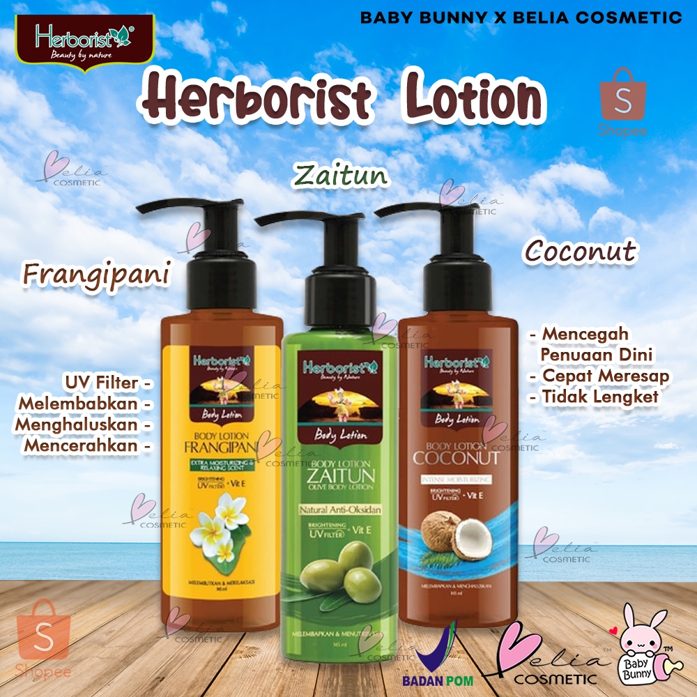 ❤ BELIA ❤ Herborist Body Lotion Zaitun | Coconut | Frangipani | Whitening UV Filter Herboris 145ml | BABY BUNNY