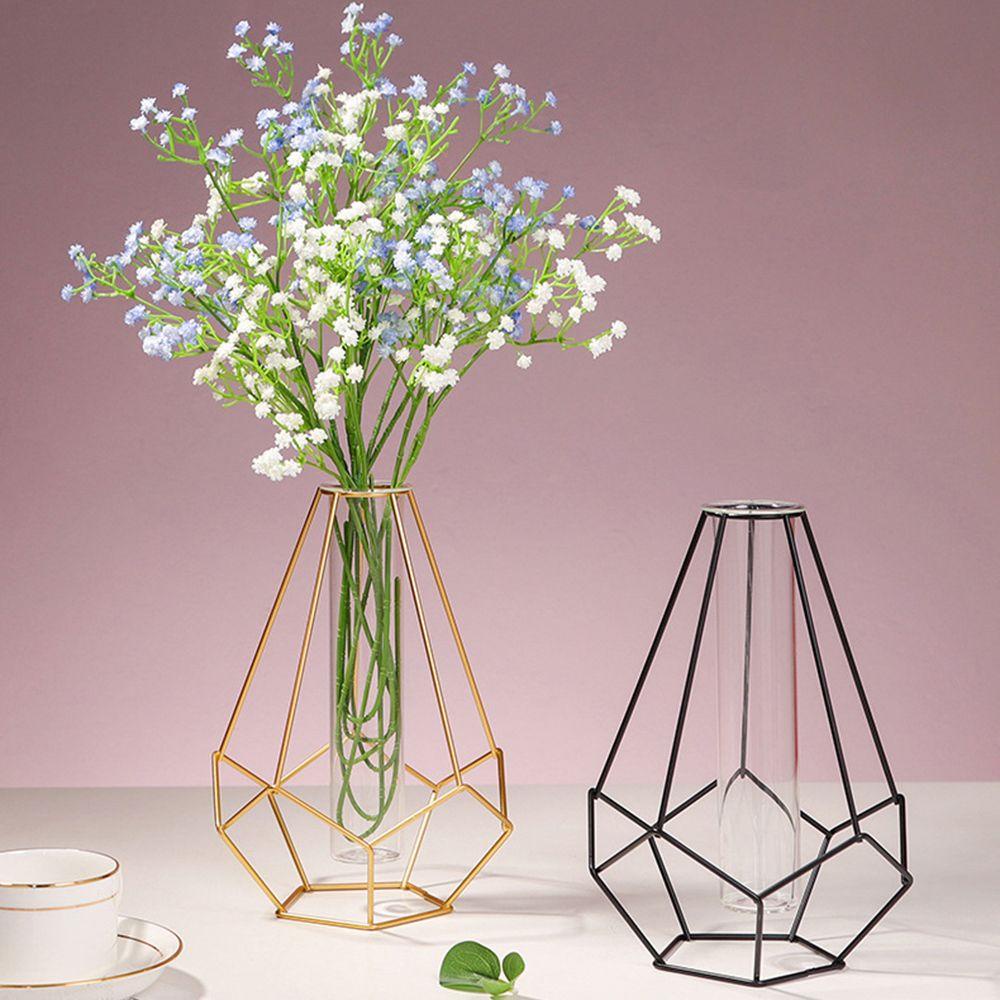 Solighter Vas Seni Besi Nordic Styles Ornamen Desktop Dekorasi Rumah Tabung Reaksi Kaca
