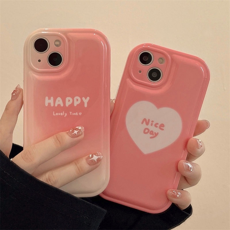 Case Motif Hati Warna Gradasi Pink Untuk iPhone 12 13 11 Pro Max X Xs Max Xr