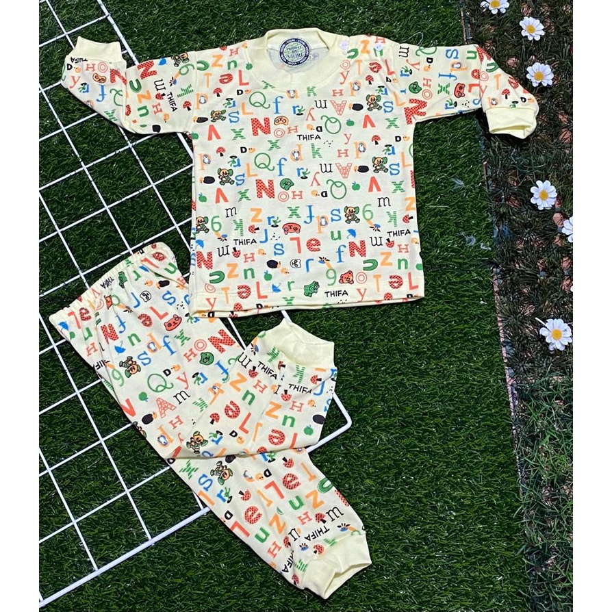 baju anak lucu murah abjad dasar warna setelan panjang 3-18 bulan (RG126)