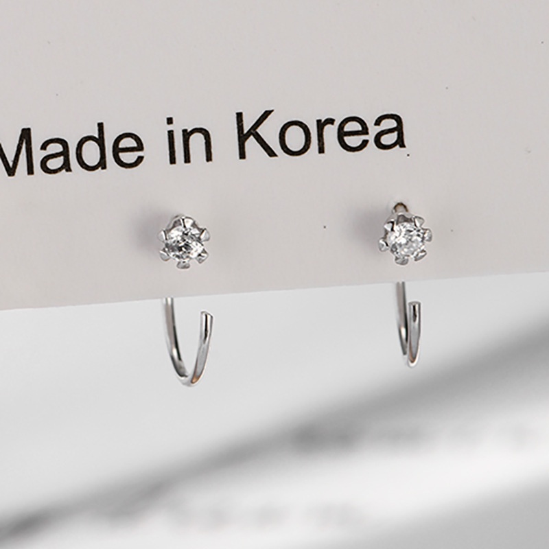 Anting Zircon Bahan S925 Silver Gaya Korea Untuk Wanita