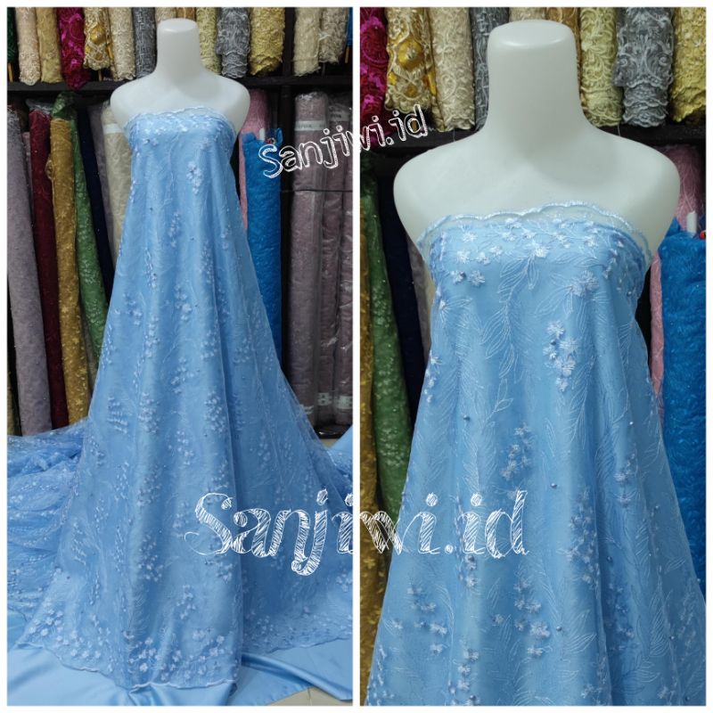 Tille Akar Mutiara/Brokat mutiara gliter/Kain brokat kebaya terbaru (Motif Random)