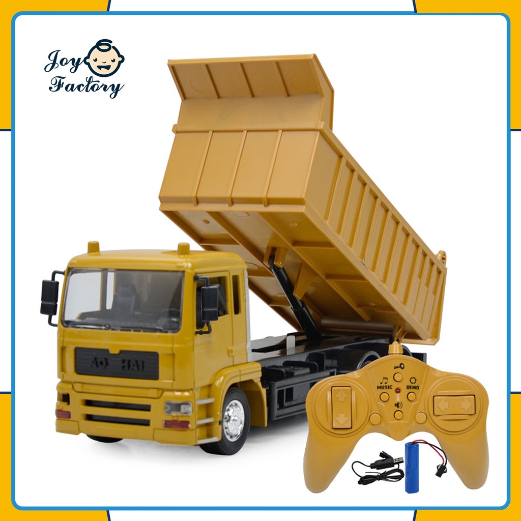 【4 Jenis】RC Remote Control Excavator Bulldozer Crane Dump Truck Mainan Hadiah Kendaraan Rekayasa