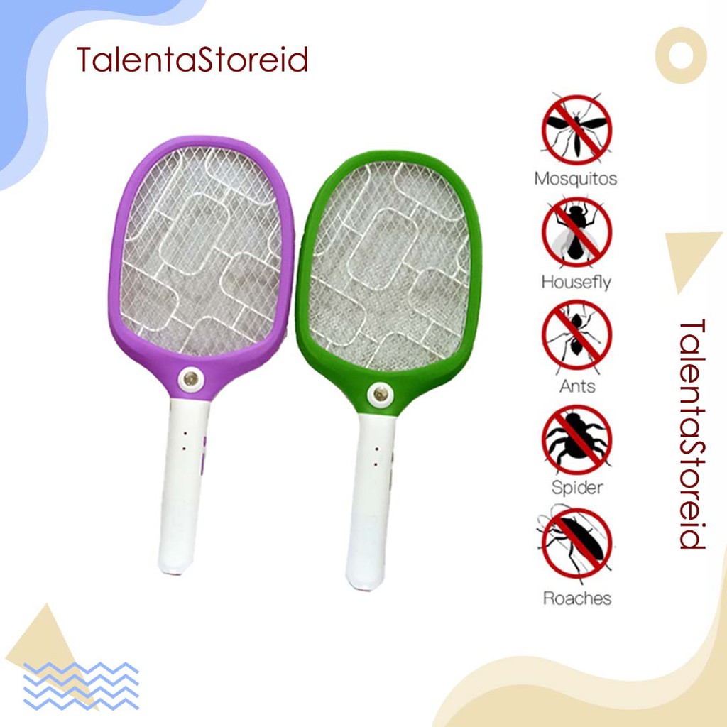 Raket Nyamuk Elektrik Senter Led Rechargeable 2 in 1 Mosquito Swatter Racket