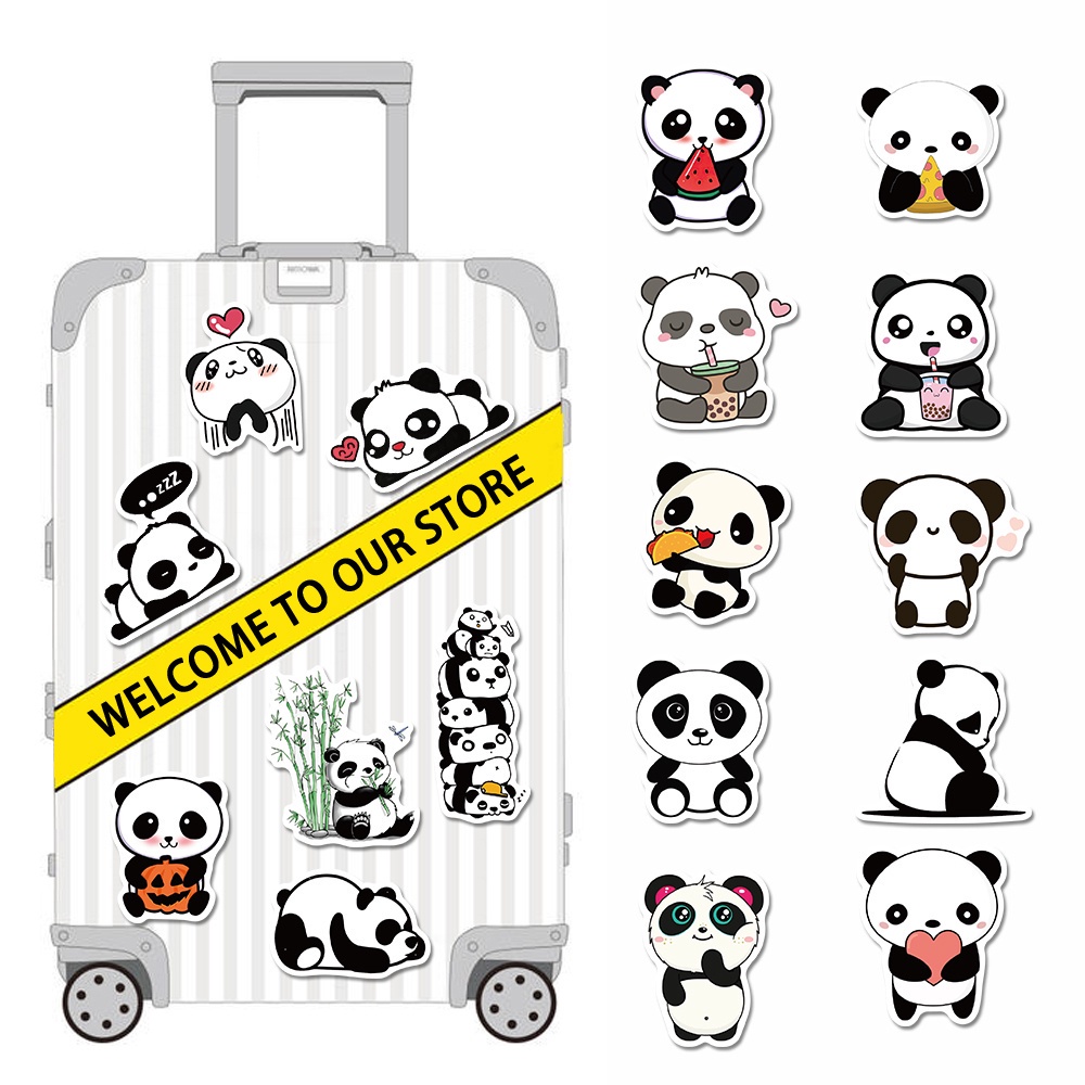 50pcs Stiker Motif Kartun Panda Anti Air Untuk Dekorasi Laptop / Mainan Anak