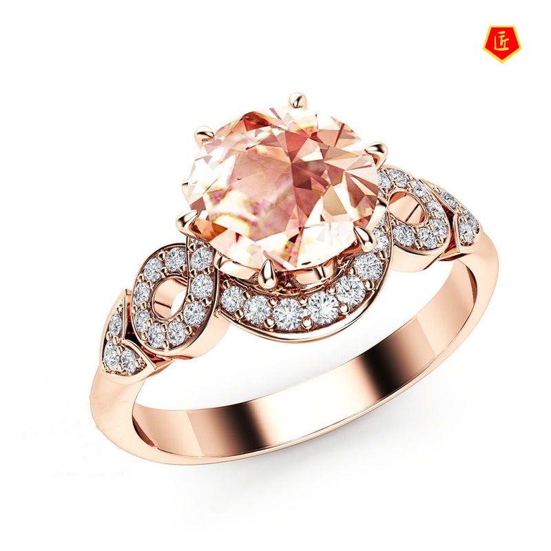 [Ready Stock]18K Rose Gold Creative Full Rhinestone Ring Elegant Fashion