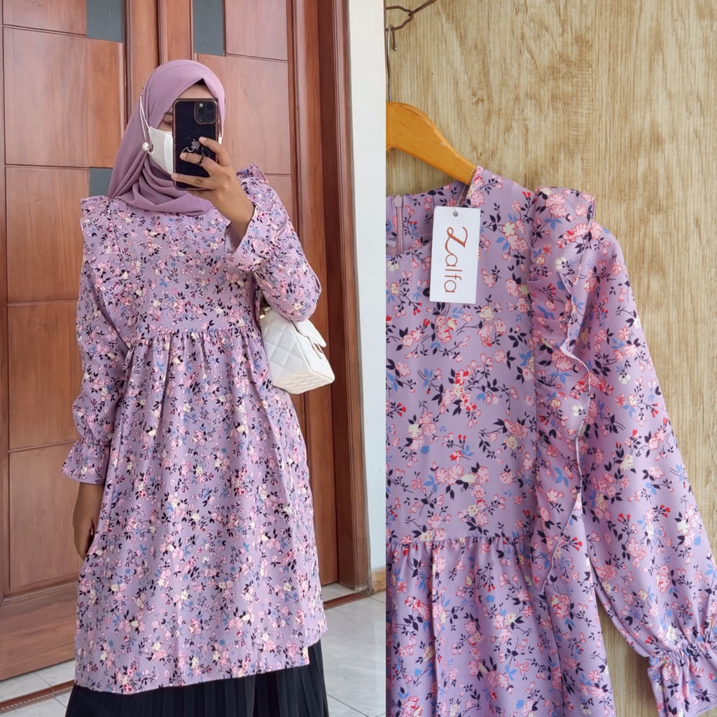 NAYLA tunik by Zalfa Outfit / tunik motif / tunik pesta / tunik bunga