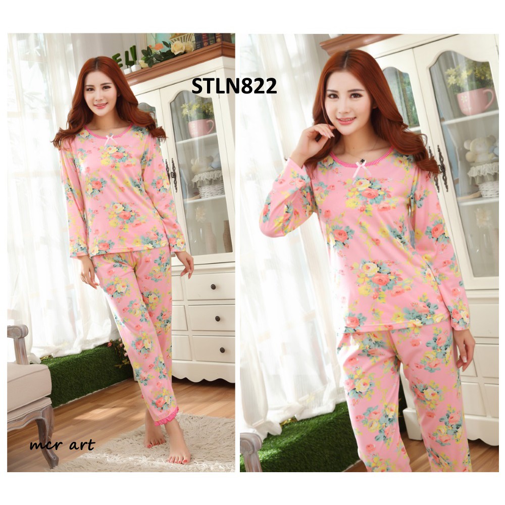 Piyama Wanita Baju Tidur Wanita Flower Pink - STLN822