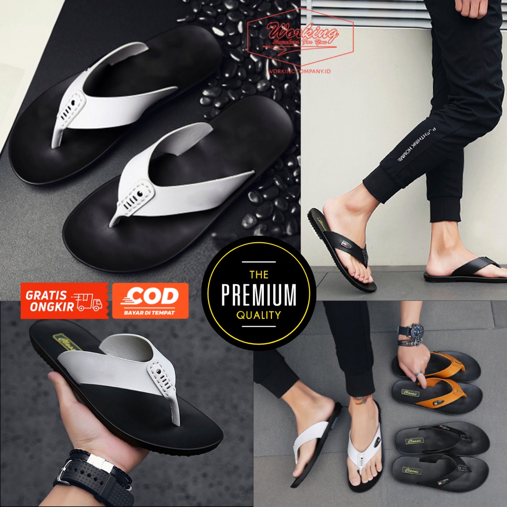 PROMO RAMADHAN- SANDAL LEBARAN KULIT PRIA IMPORT KEKINIAN MURAH/Sendal Sedal Sndal Senda Sebdal Semd