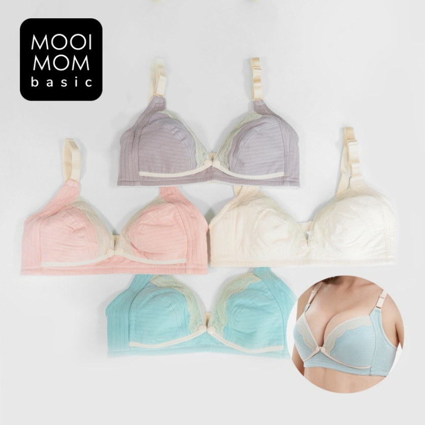 MOOIMOM Bra Hamil &amp; Menyusui Bukaan Depan M - XL Model Basic Lace Front Buckle Nursing Bra CBKS