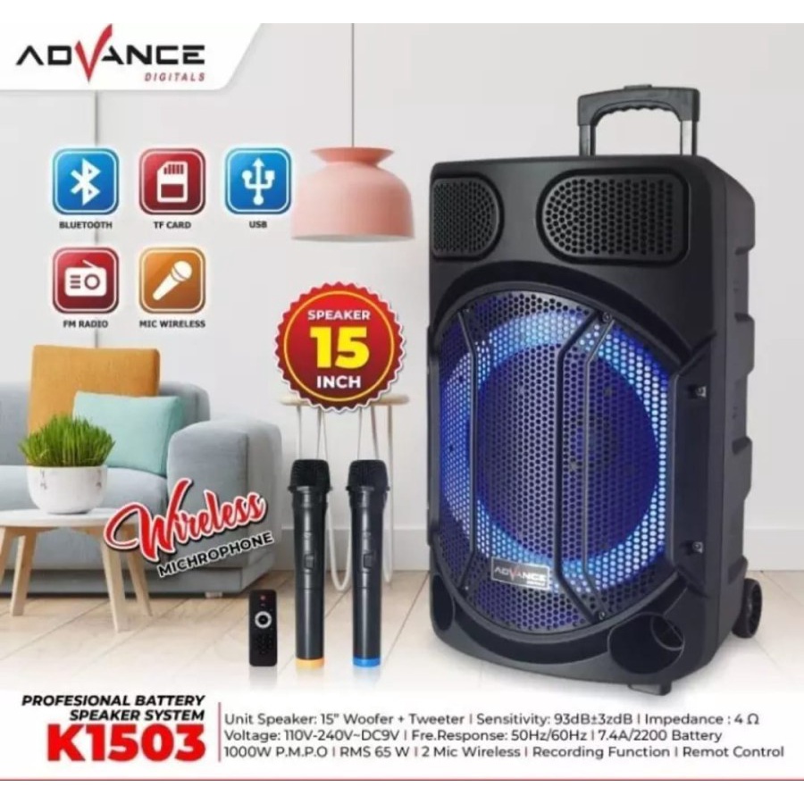 ADVANCE Speaker Portable Bluetooth 15&quot; K 1503 - Garansi Resmi 1 Tahun