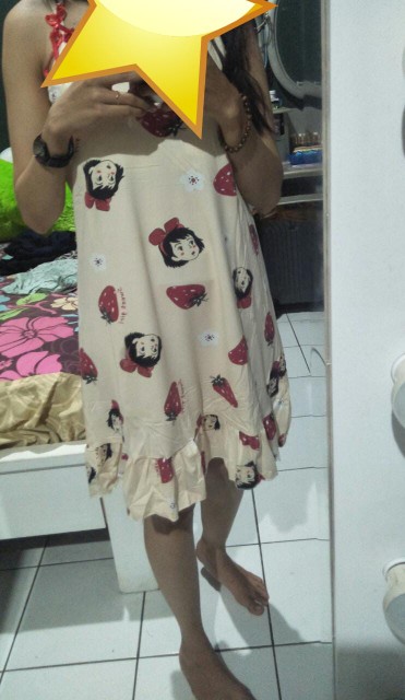 Dress Rumbai Girl Strawberry Gratis Penutup Mata + Gratis Busa Bra + Gratis Tas Kecil Import