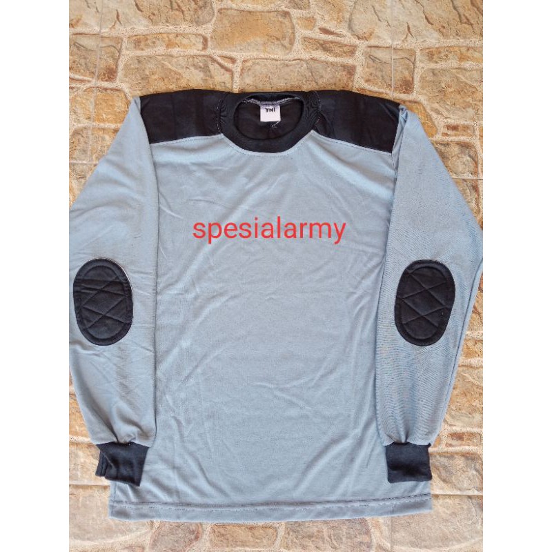 KAOS ABU TUA LENGAN PANJANG KOMBINASI HITAM