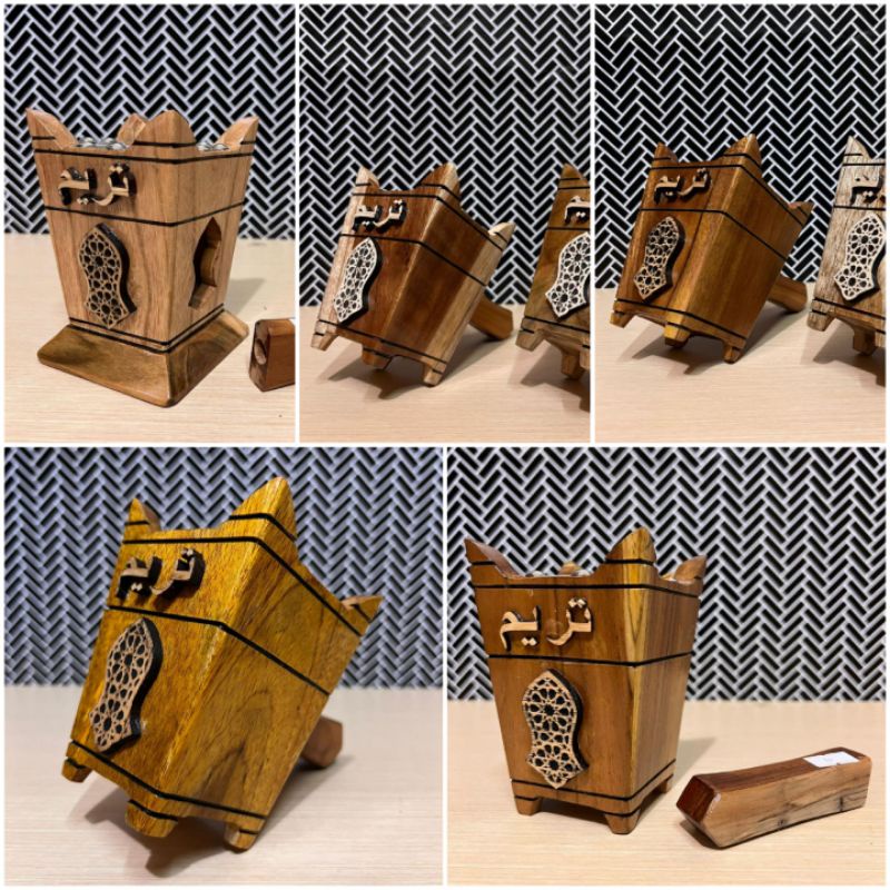 WADAH DUPA/TEMPAT BUKHUR MOTIF TEROMPAH DARI KAYU JATI