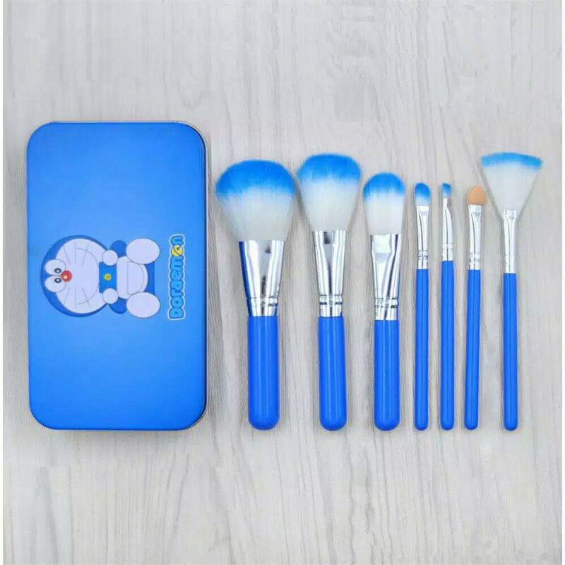 Kuas Make Up Kaleng set 7 in 1 / Kuas Makeup Doraemon / Brush Doraemon