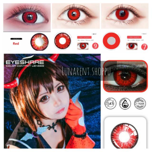 Ready Stok Lensa Kontak Cosplay Karakter Warna Merah Terang Eyeshare Shopee Indonesia
