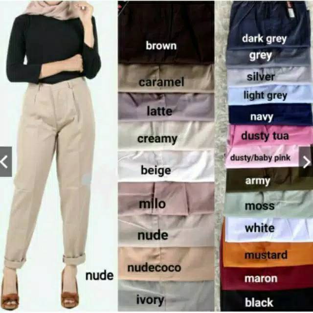 READY STOK BAGGY  PANTS Latte  Beige Nude Maroon Ivory Dusty 