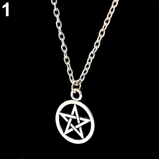 Kalung Dengan Liontin Bintang Pentagram Model Hollow Untuk Pria Dan Wanita