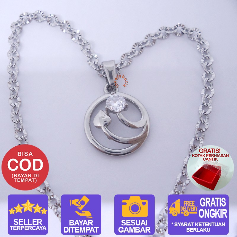 Lovelybutik Kalung Titanium Anti Karat  Garden Kalung Titanium Wanita Uk 45 cm BONUS KOTAK PERHIASAN