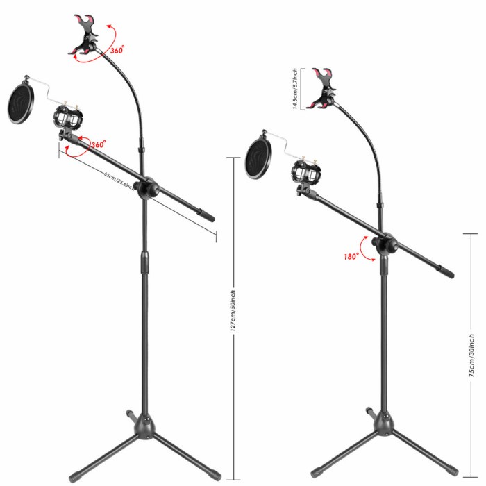 TaffSTUDIO Microphone &amp; Smartphone Stand Holder 360 Degree - MS-70B