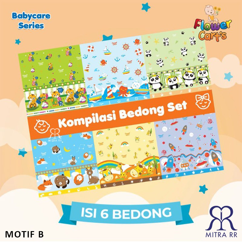 Bedong Bayi Flanel Bedong Flower Motif SNI isi 6pcs / Selimut Bayi 120 x 75 cm