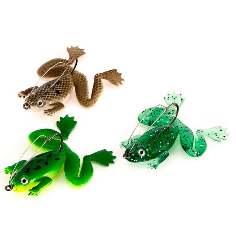 3pcs / Set Umpan Pancing Softlure Bentuk Katak 3d Bahan Pvc Dengan Kail