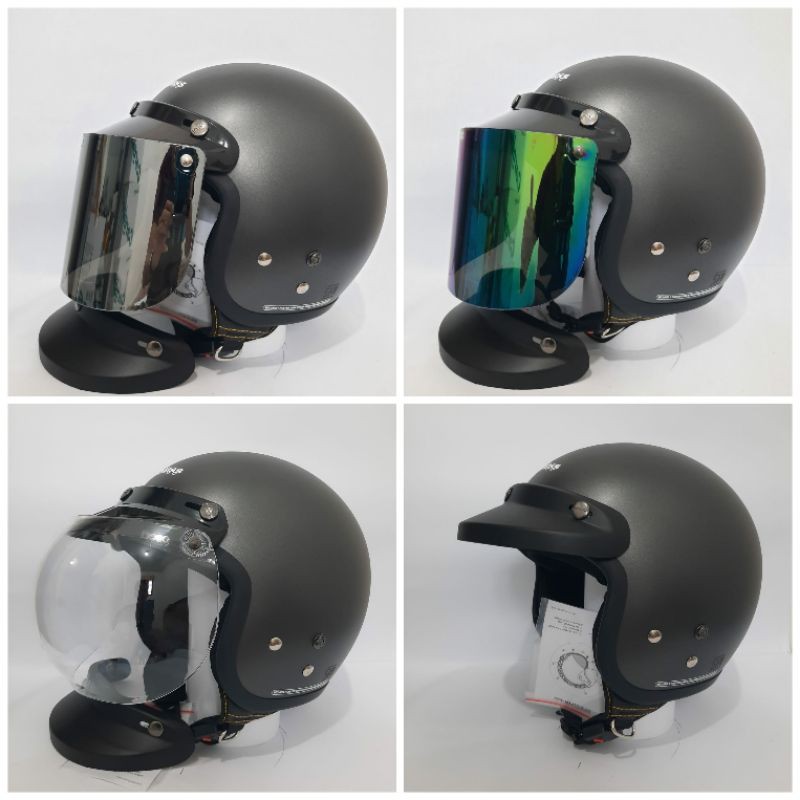 Helm bogo cargloss abu doff kaca datar kaca cembung