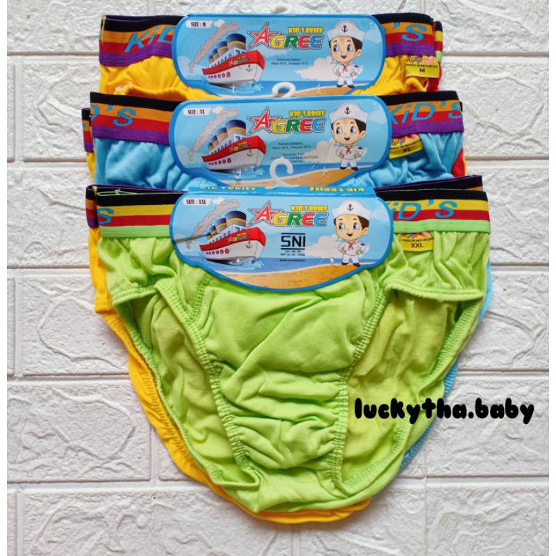 3pc_ CD agree kid's 101 karet boxer anak usia 3-7 tahunan/ celana dalam anak  agree karet boxer