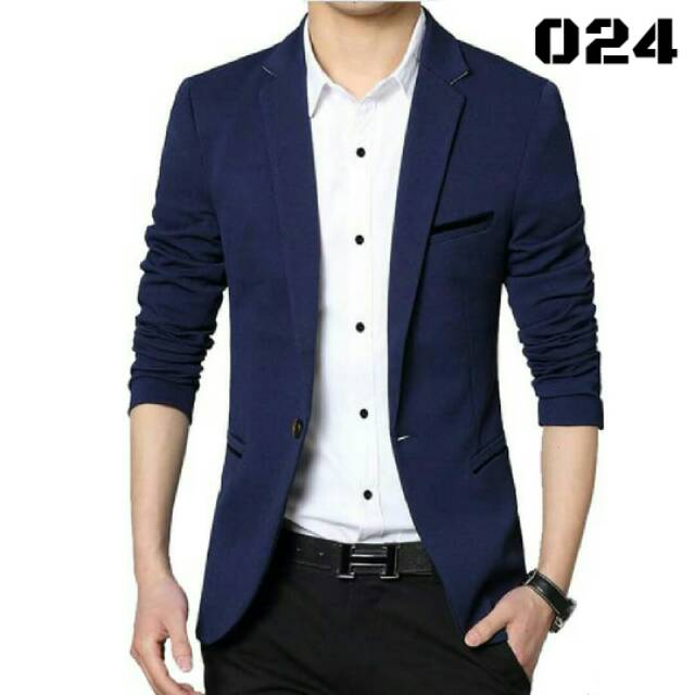 Blazer pria biru nevi