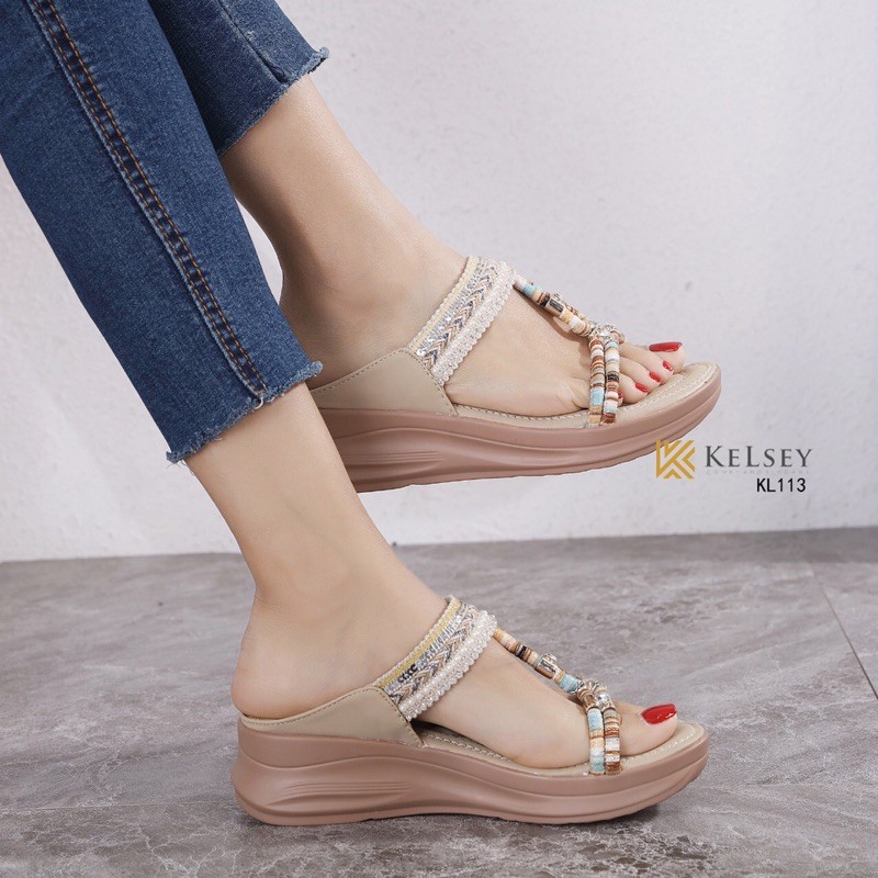 Kelsey KL113 Sandal Wedges 5cm Wanita-1