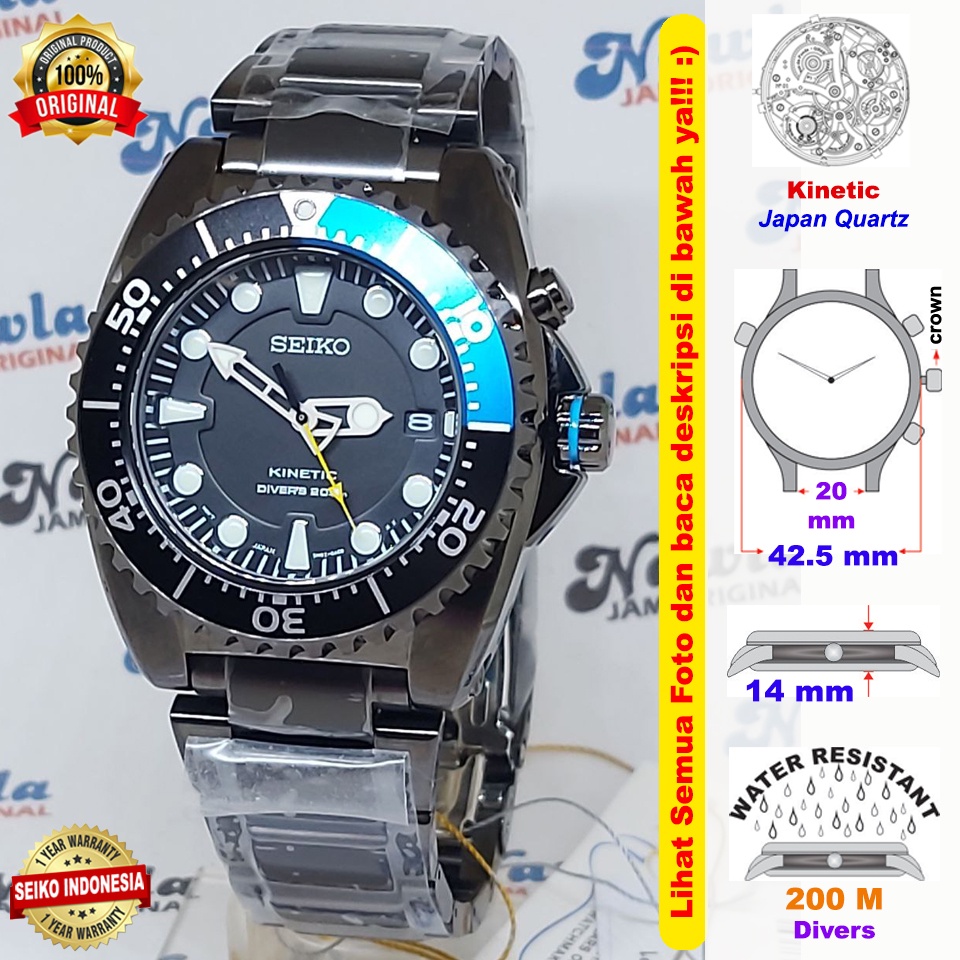 Seiko Kinetic SKA579P1 Divers Black - Jam Tangan Pria SKA579